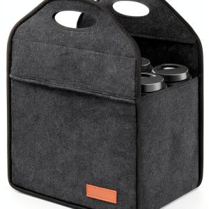 Lavendex Foldable Linen Drink Carrier Reusable Cup Holder-0
