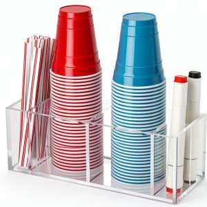 BOSSCASA Acrylic Cup Holder with Marker Slots Universal Fit-0