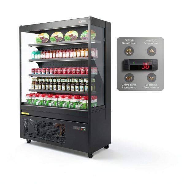 Wilprep Commercial Open Air Merchandiser, 52" Vertical Air Curtain Refrigerator with 33.1 cu. ft. Volume LED Lighting Night Curtain, Grab and Go Display Refrigerator Showcase for Store Cafe Bar Shop-5