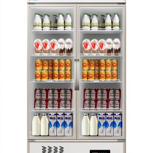 VEVOR Commercial Merchandiser Refrigerator 2 Glass Doors, 23 Cubic Ft, Upright Display Beverage Cooler 79" Tall x 39.4" Width, Fridge with LED Lighting for Drink Wine Soda, Gold-0