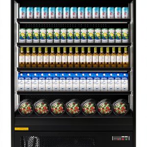 Wilprep Commercial Open Air Merchandiser, 52" Vertical Air Curtain Refrigerator with 33.1 cu. ft. Volume LED Lighting Night Curtain, Grab and Go Display Refrigerator Showcase for Store Cafe Bar Shop-0