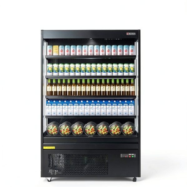 Wilprep Commercial Open Air Merchandiser, 52" Vertical Air Curtain Refrigerator with 33.1 cu. ft. Volume LED Lighting Night Curtain, Grab and Go Display Refrigerator Showcase for Store Cafe Bar Shop-2